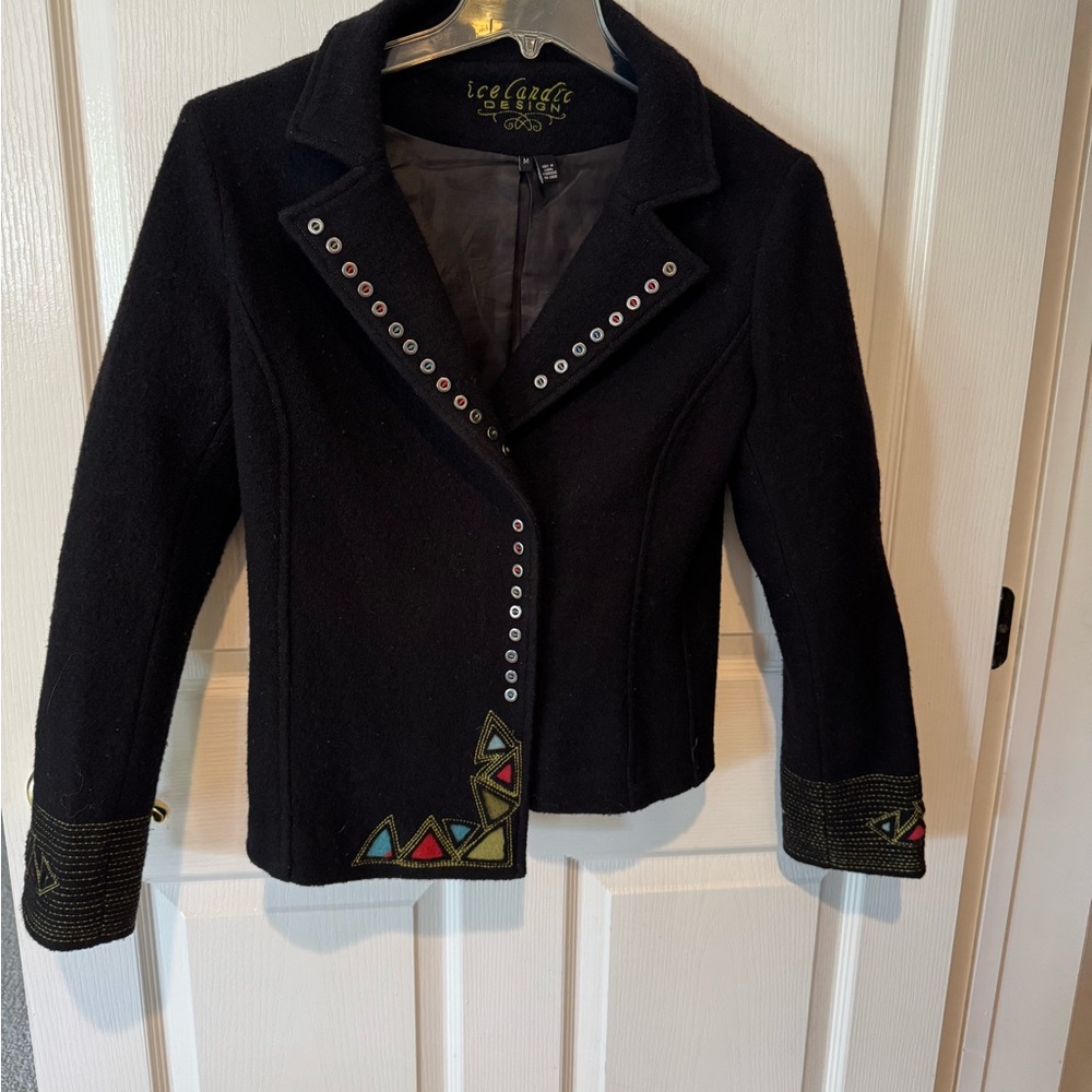 ICELANDIC Black Asymmetrical Embellished Women's Jacket
